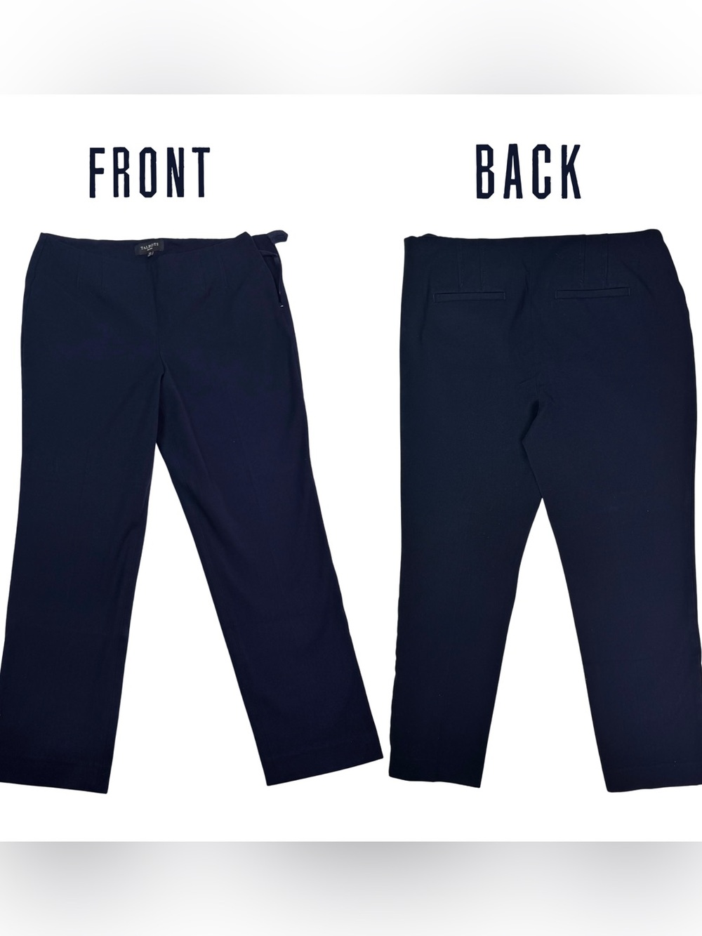 Talbots Petites Navy Blue Dress Pants | Work outfit | 12P straight leg side zip - Picture 4 of 7